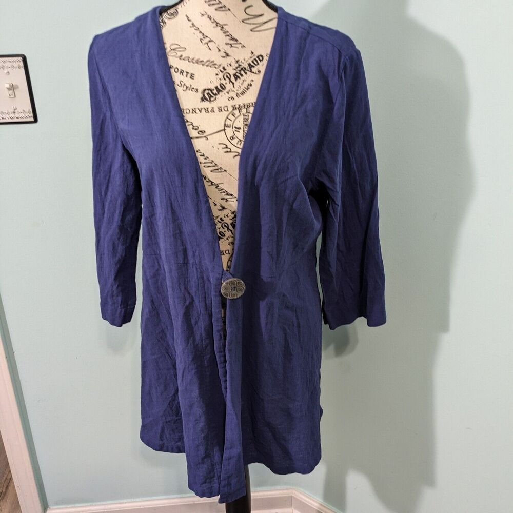 Soft Surroundings blue Duster Topper Kimono medium Gauze Button Bendetta